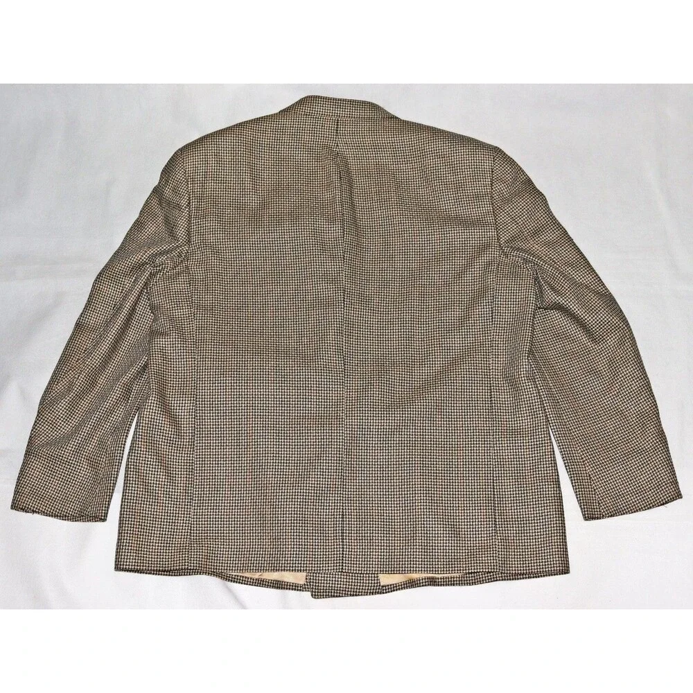 Bartolini 100%‎ Silk Sport Coat Blazer Jacket S 44 Houndstooth Check Vintage